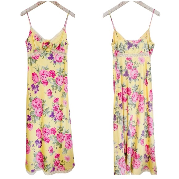 Wayf Floral Yellow midi  Dress NEW - Picture 5 of 16